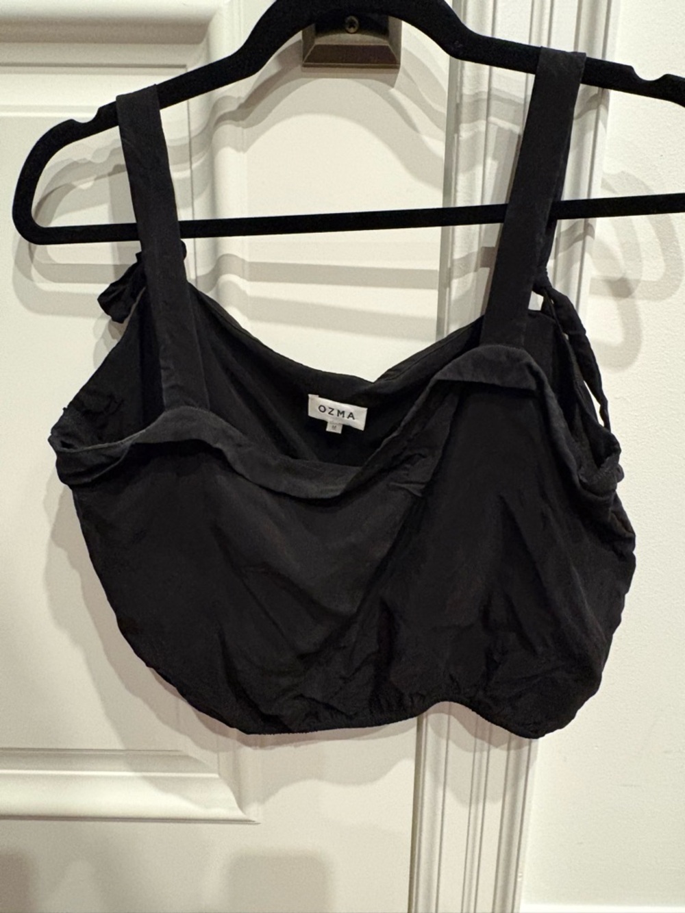 Ozma Cupro Cropped Tank Top – Black – Size M